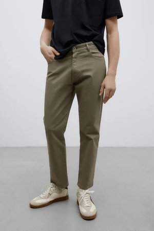 Pantalón denim algodón beis hombre